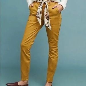 Anthropologie Mustard Pant with Floral Belt